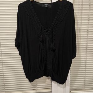 Black Lace-Trimmed Top